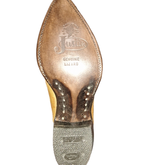 New Vintage Justin Made In USA Exotic Lizard Cowboy Boots Size 5A Style M3420 - Picture 2 of 15